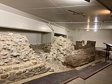London Roman Wall - surviving section of the western gate to Cripplegate Fort