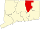 State map highlighting Tolland County