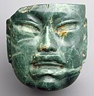 Jade mask; 10th–6th century BCE; jadeite; height: 17.1 cm (63⁄4 in.), width: 16.5 (65⁄16 in.); Metropolitan Museum of Art (New York City)