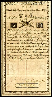 A 5-zloty banknote from 1794