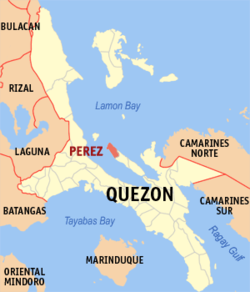 Map of Quezon with Perez highlighted
