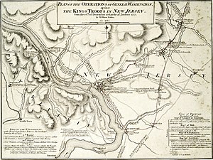 1777 military map of the Ten Crucial Days during the American Revolutionary War