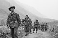 Soldiers from the 3rd Battalion, Royal Australian Regiment (3 RAR) in Korea move forward in 1951.