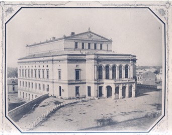 Neoclassical - Former National Theatre on Calea Victoriei, by Anton Heft, 1849–1852, destroyed by bombardments in 1944[29]