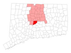 Berlin's location within Hartford County and Connecticut