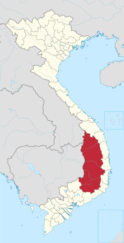 Location of the Central Highlands region in Vietnam
