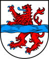 Blaubewehrter und -gezungter roter Löwe von Pfalz-Zweibrücken im Wappen von Winterbach