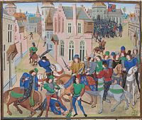 Death of Wat Tyler, leader of the Peasants' Revolt, in London, 1381