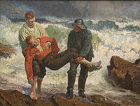 The Drowned Boy is Brought Ashore, Laurits Tuxen, 1913