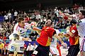 ESP – CZE: Spaniens Topscorer Iker Romero (rotes Trikot) wird von Filip Jícha (links) unsanft gestoppt