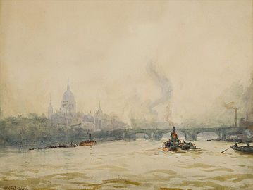 An Impressionist view of St Paul's from the River by Ernest Dade (before 1936)