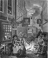Four Times Night painting by William Hogarth depicting a retail sign c. 1738