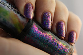 Iridescent glitter nail polish