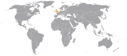Map indicating locations of Grenada and United Kingdom