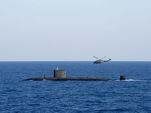 HMS Talent (S92) with Lynx in the Mediterranean Sea 2013