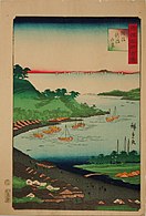 Niigata drawn by Utagawa Hiroshige in 1859