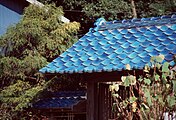 Gloss blue roof tiles in Japan