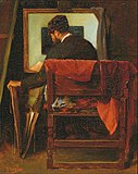 Josse Impens (date unknown): Painter in front of his easel, Private collection.