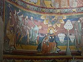 The stoning of Saint Stephen; 1160s; fresco; height: 1.3 m; Saint John Abbey (Val Müstair, Canton of Grisons, Switzerland)