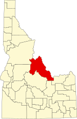 Map of Idaho highlighting Lemhi County