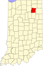 Whitley County's location in Indiana