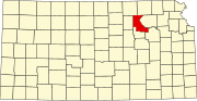 Map of Kansas highlighting Riley County