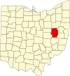 State map highlighting Tuscarawas County