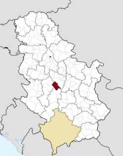 Location of the municipality of Knić within Serbia