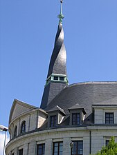 Gothic Revival spiralling bell tower of the Maison des compagnons du tour de France, Nantes, unknown architect, c.1910