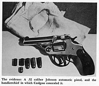 Handkerchief, pistol and bullets used by Czolgosz