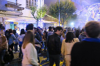 In Bairro Norte main street: the festival occurs in the street, but enters into the garages of houses and bars along the street.