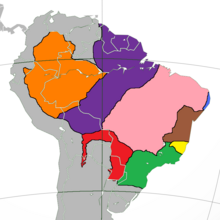 Map showing distribution of different Sapajus species in South America