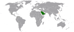 Map indicating locations of Saudi Arabia and Taiwan