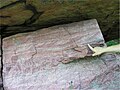 Weiteres Beispiel für Quarzit mit Schrägschichtung, Sioux-Quarzit (Präkambrium), Blue Mound State Park, Minnesota, USA