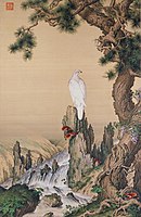 The Pine, Hawk and Glossy Ganoderma, painted in honour of Yongzheng's birthday, 1724[15]