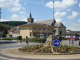 The town hall and church in Volmerange-les-Mines