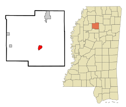 Location of Coffeeville, Mississippi