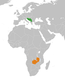 Map indicating locations of Yugoslavia and Zambia