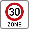 Beginn der Zone mit zu­läs­si­ger Höchst­ge­schwin­dig­keit (D, ähn­lich in A, CH)
