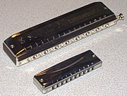 Chromatic (rear) and diatonic harmonicas