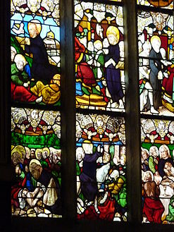 Part of the 1543 stained glass window depicting scenes from the passion