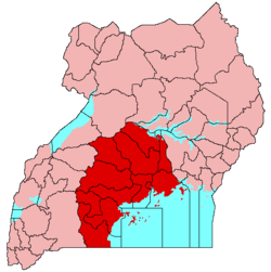 Buganda is shaded red on this map