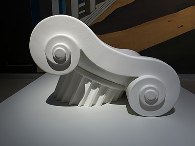 Postmodern reinterpretation of the Ionic column as the Capitello seating, designed by Studio 65 and produced by Gufram, differentiated-density polyurethane foam coated with latex rubber, 1972, unknown location[33]
