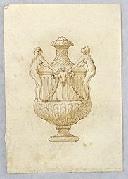 Neoclassical bucrania on a vase design, 19th century, pen and ink, brush and wash on paper, Cooper Hewitt, Smithsonian Design Museum, New York City