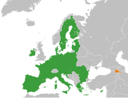Map indicating locations of European Union and Armenia