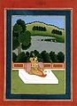 Murshidabad-style painting of a woman playing a rudra veena