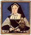 Catherine of Aragon with a monkey, 1525–26