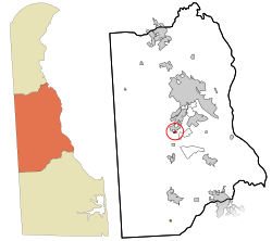 Location of Woodside in Kent County, Delaware.