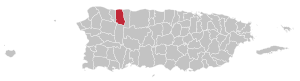 Map of Puerto Rico highlighting Camuy Municipality