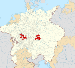 Territory of the Electoral Palatinate in 1618, prior to the Thirty Years' War